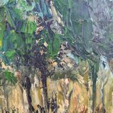 At the edge of wood oil on panel