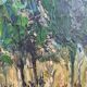 At the edge of wood oil on panel