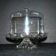 Antique cheese dome on a diamond moulded crystal stand, 1920, marked registered.