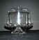 Antique cheese dome on a diamond moulded crystal stand, 1920, marked registered.