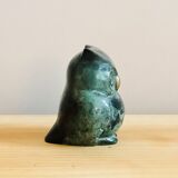 Grey-green enamelled brass owl