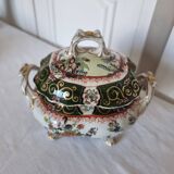 Antique Masons Sauce Boat with Lid English Porcelain Chinoiserie F