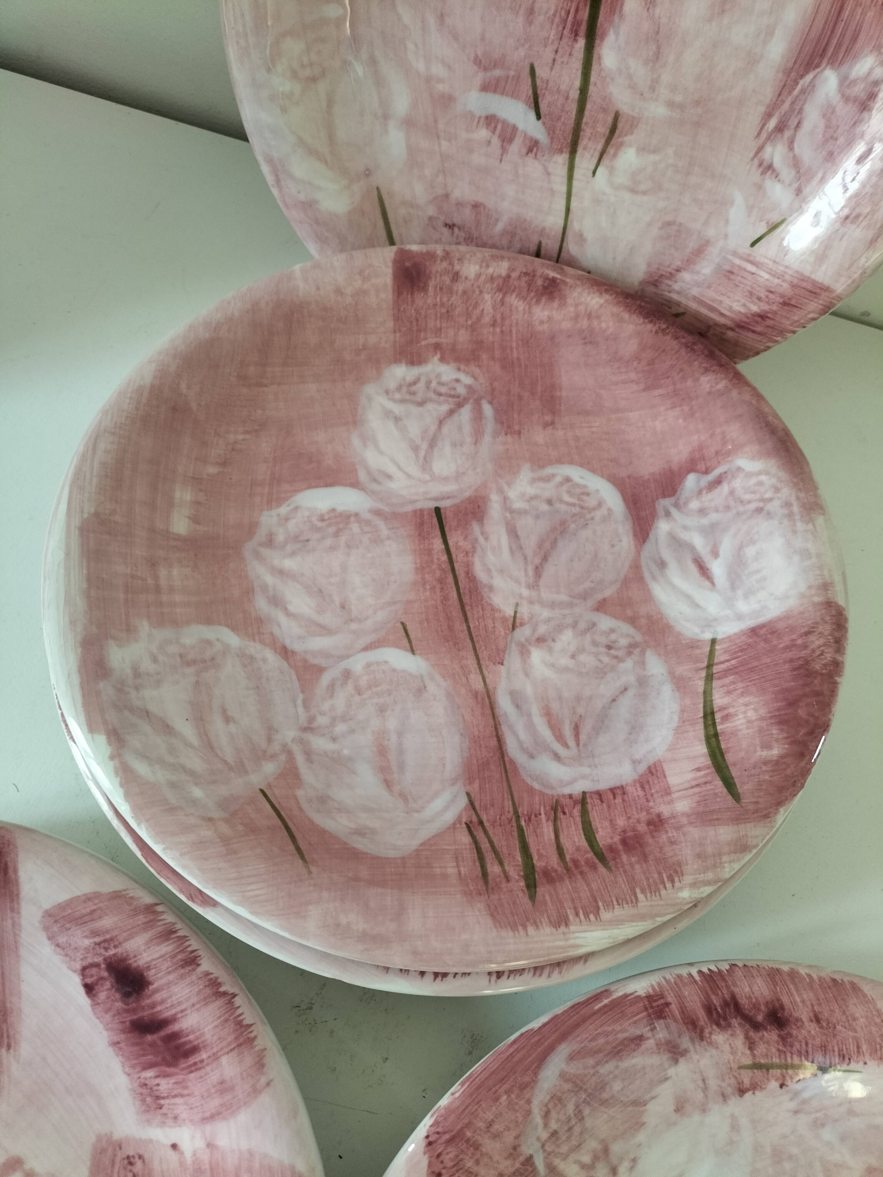 6 Italian plates CAPA San Polo hand-painted from the 1970s.