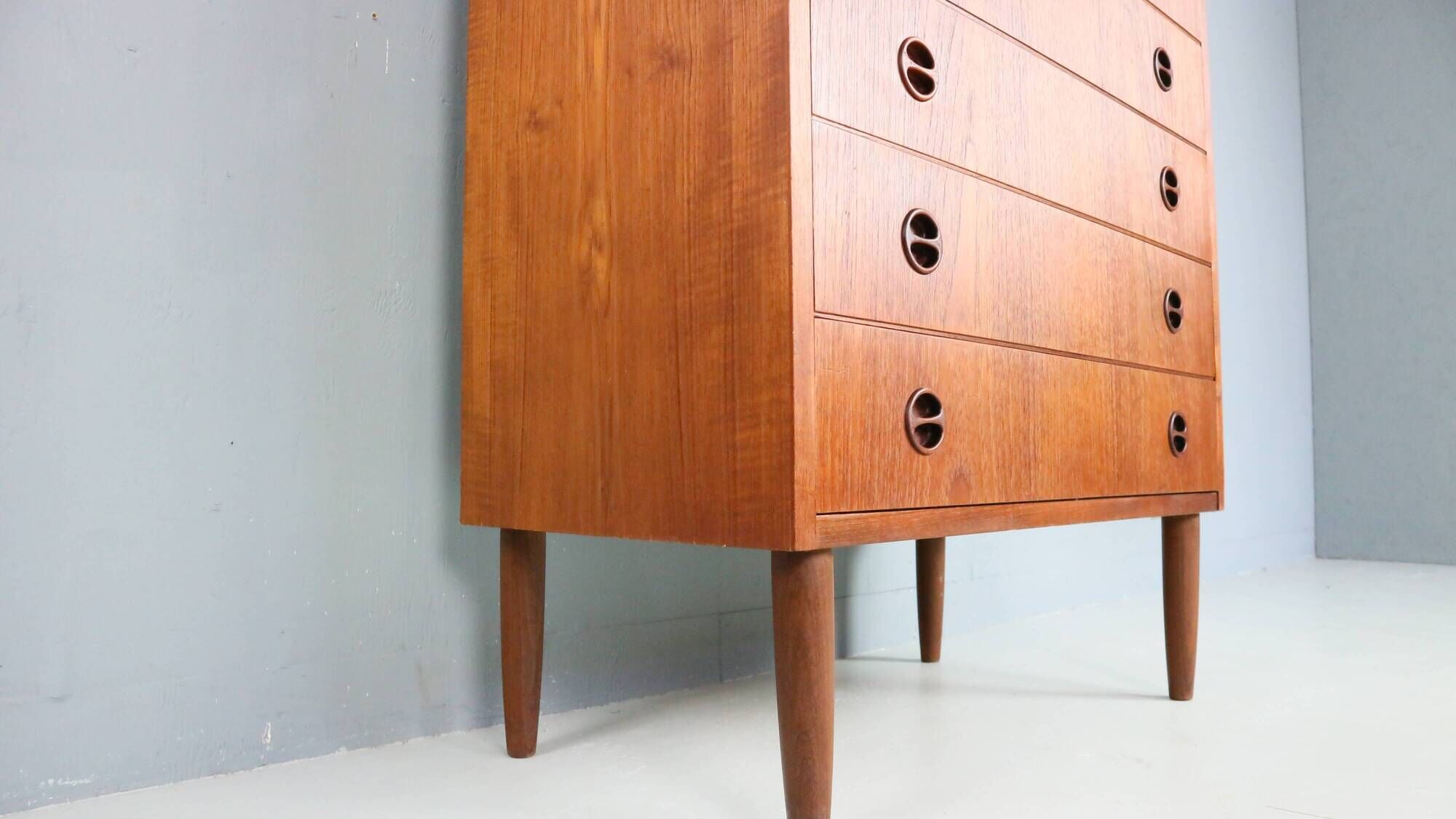 Mid-century modern Danish chest of seven drawers, tallboy in teak, 1960s