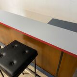 Vintage teak and formica bar with stool