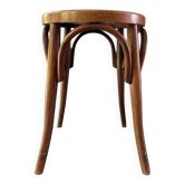 Thonet low stool in vintage wood
