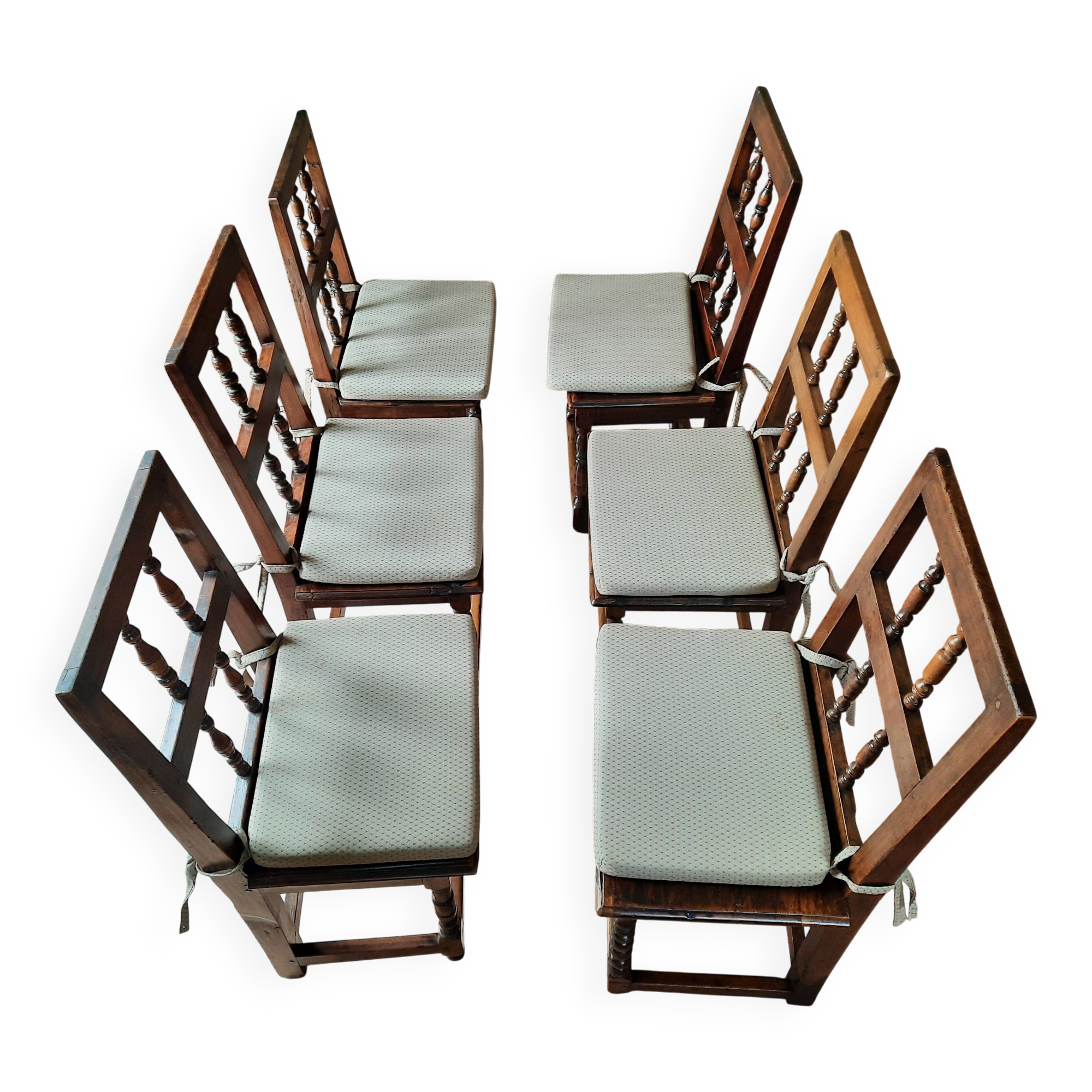 Set of 6 antique hazelwood chairs, 17th–18th century