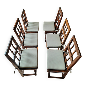 Set of 6 antique hazelwood chairs, 17th–18th century