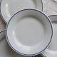 4 vintage Pyroblan Sarreguemines flat plates – Blue rim bistro style