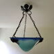 Blue glass paste and wrought iron basin suspension