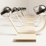 Wall coat rack 12 hooks balls 1970 beige and chrome