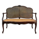 Louis XV mahogany and cane bench