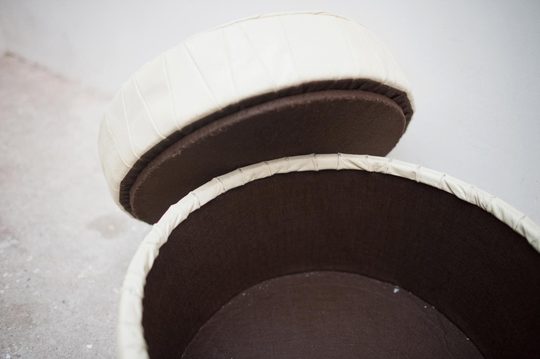 Pouf in leather patchwork 1970 vintage s
