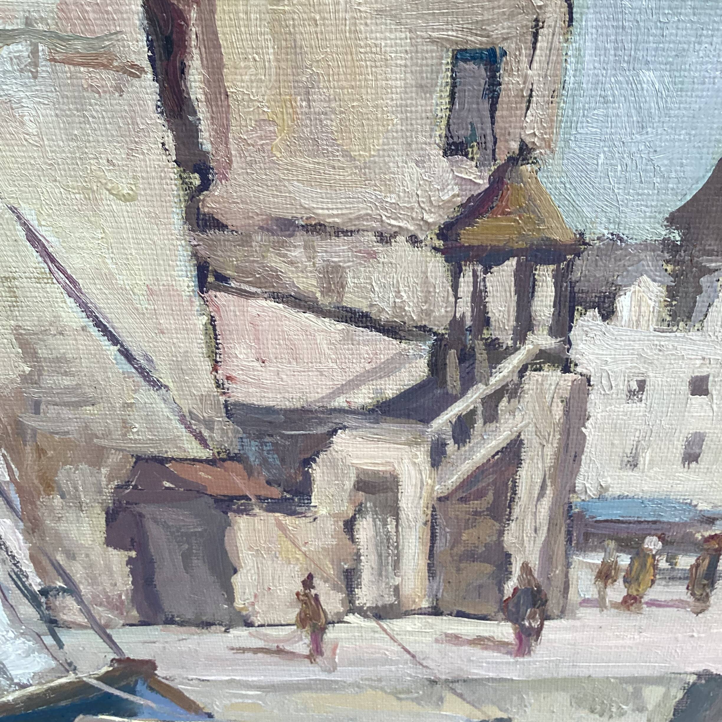 Signed painting Oil on canvas “Ville Honfleur, Normandy” dimensions: height -50cm- Width -40cm-