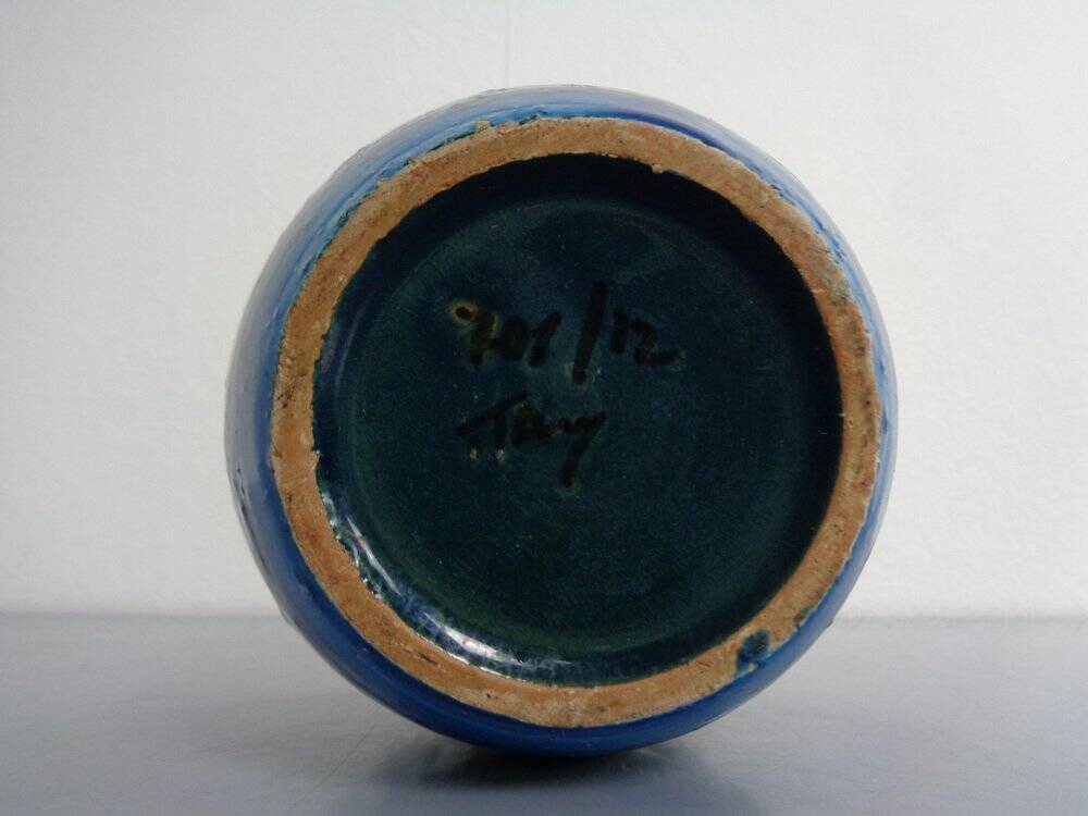 Italian Rimini Blue Ceramic Cachepot by Aldo Londi for Bitossi, 1960s