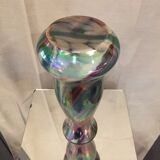 Multilayer glass vase with irised reflections
