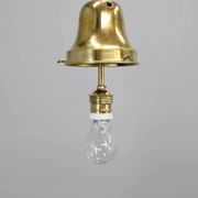 Pair of 1930s Peter Behrens Luzette pendants in opaline glass and brass