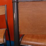 Lot of 6 school chairs wood metal 70s
