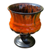 Striking 1970s Chalice Vase - orange & black Fat Lava style