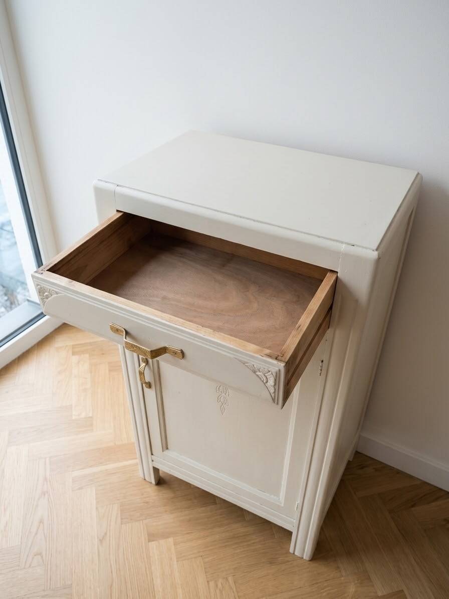 Art Deco wardrobe set: small beige wood (L 61 cm × H 126 cm × D 40 cm)