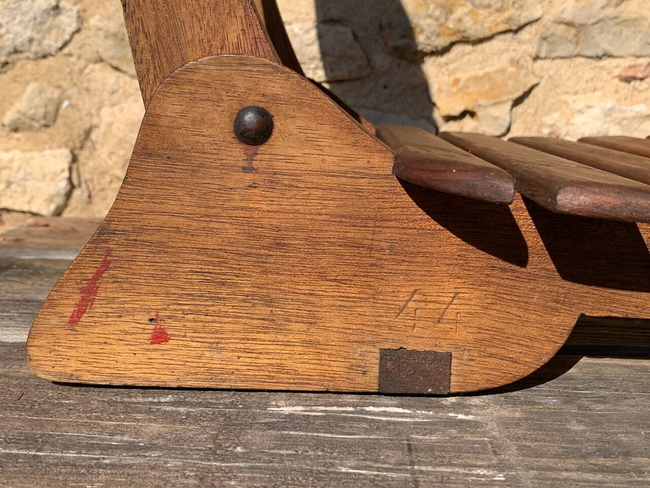 Pair of vintage folding chairs with slats, 1950-1960