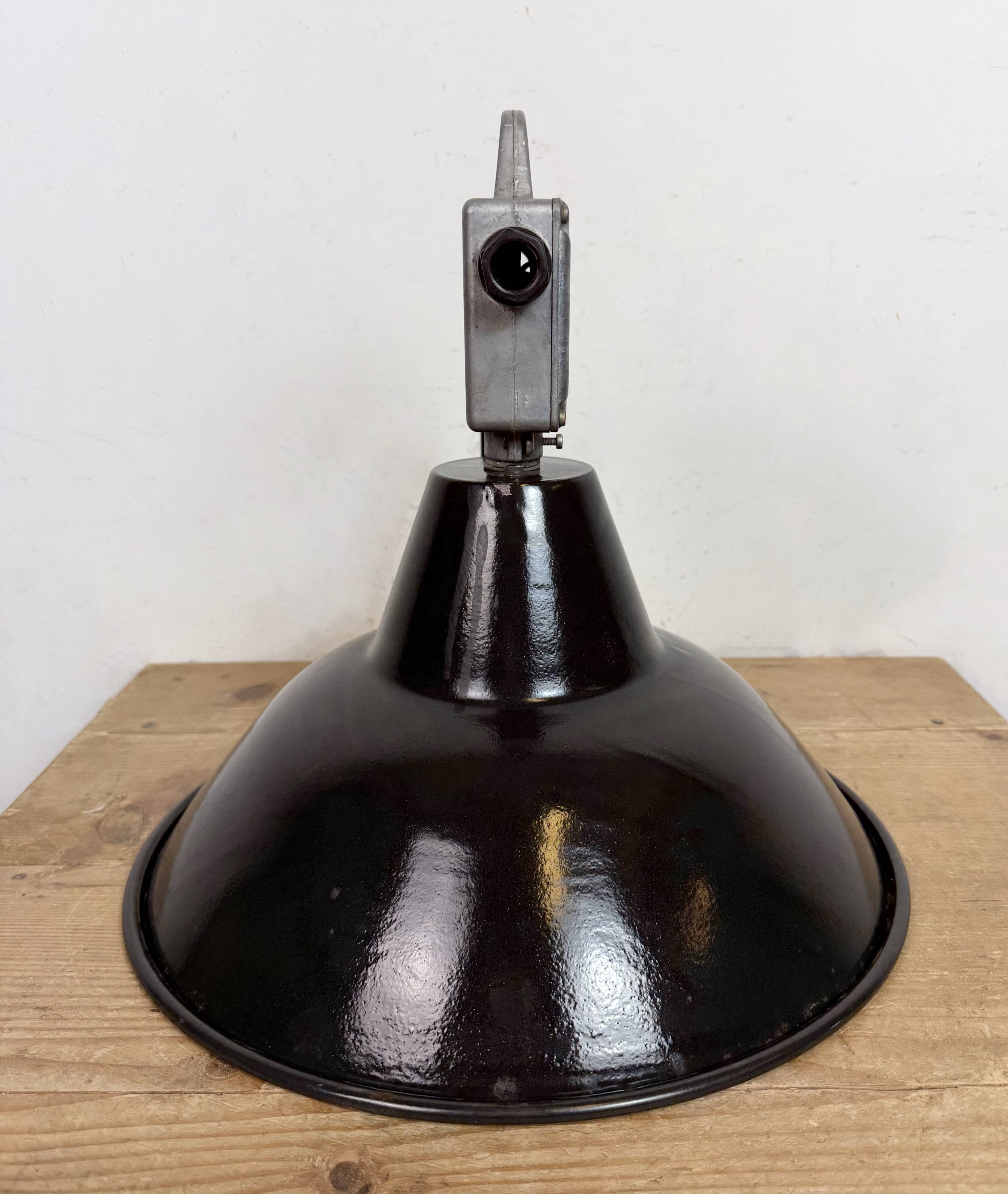 Industrial Black Enamel Pendant Lamp from Elektrosvit, 1960s