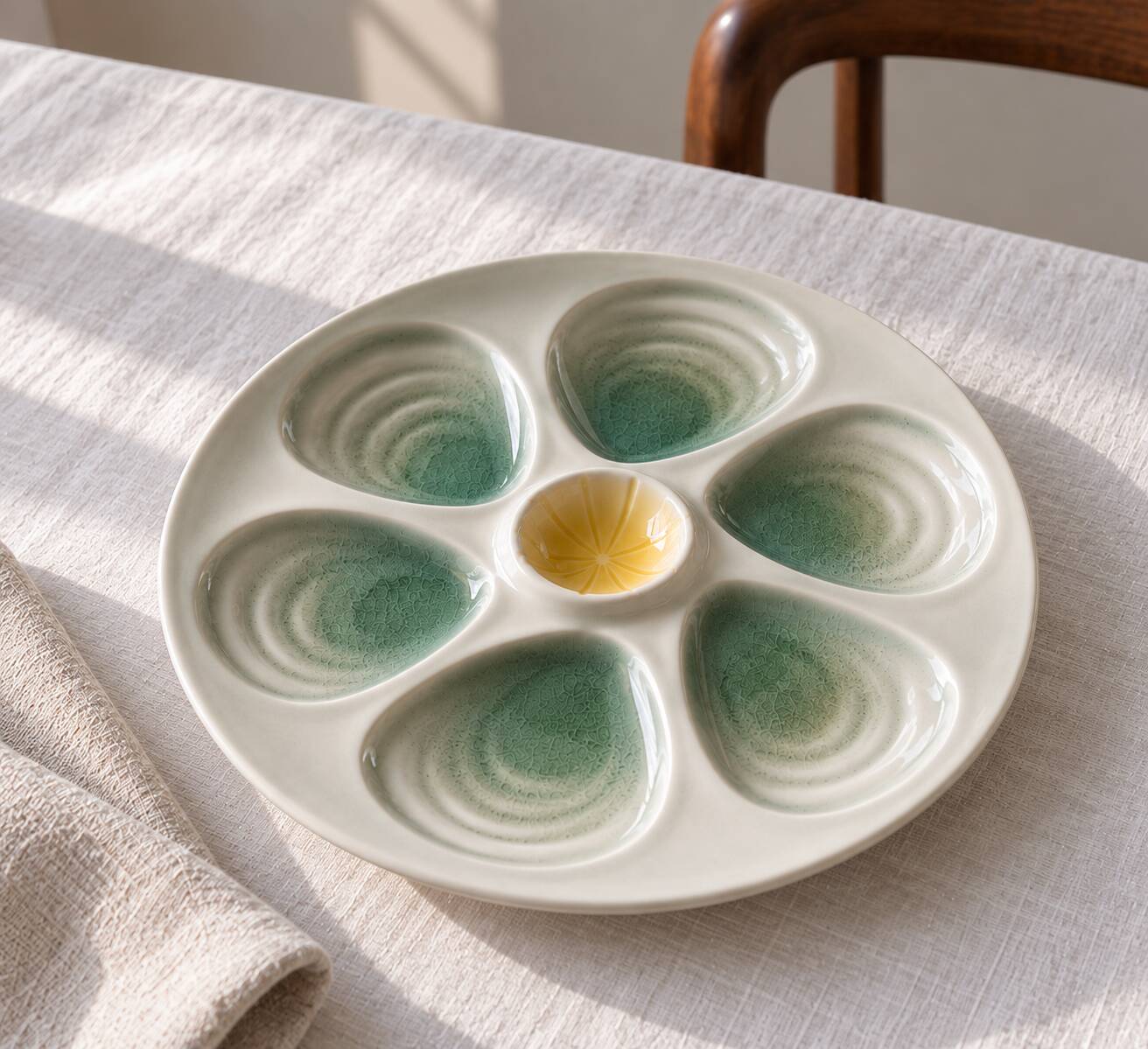 Set of 9 vintage oyster plates Salins France