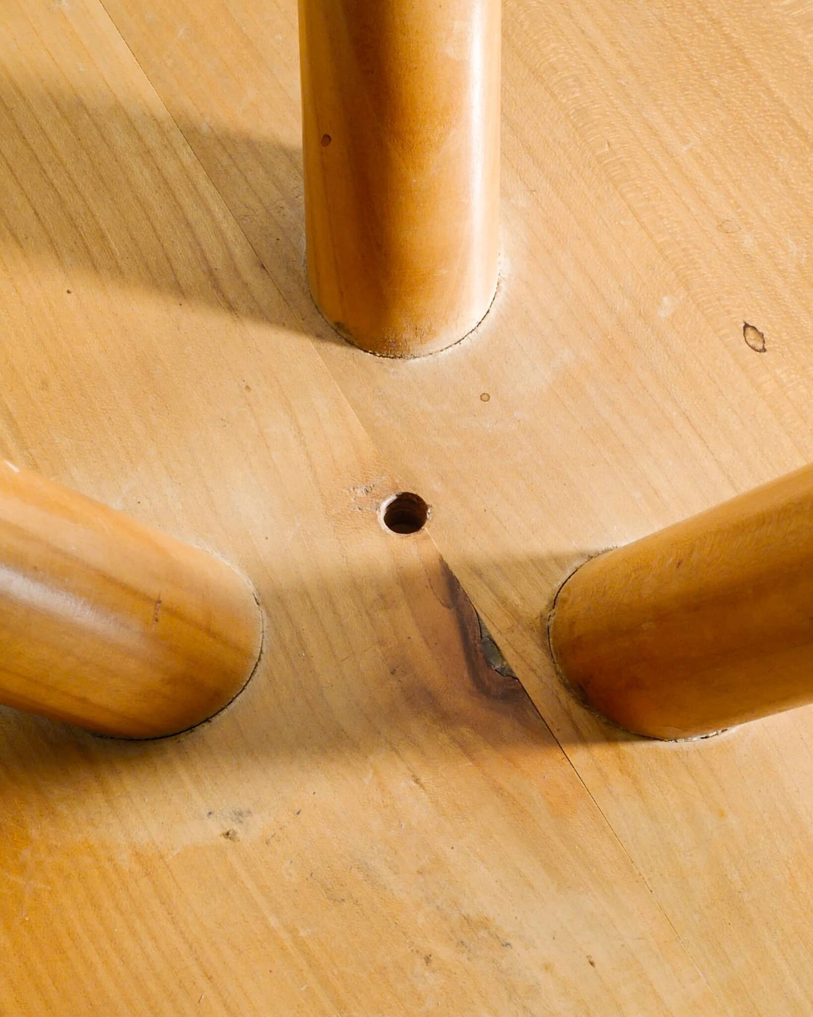 French Mid Century Wooden Berger Tripod Stool by Charlotte Perriand, 1960s