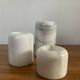 Trio de bougeoirs rouleaux vintage en marbre blanc