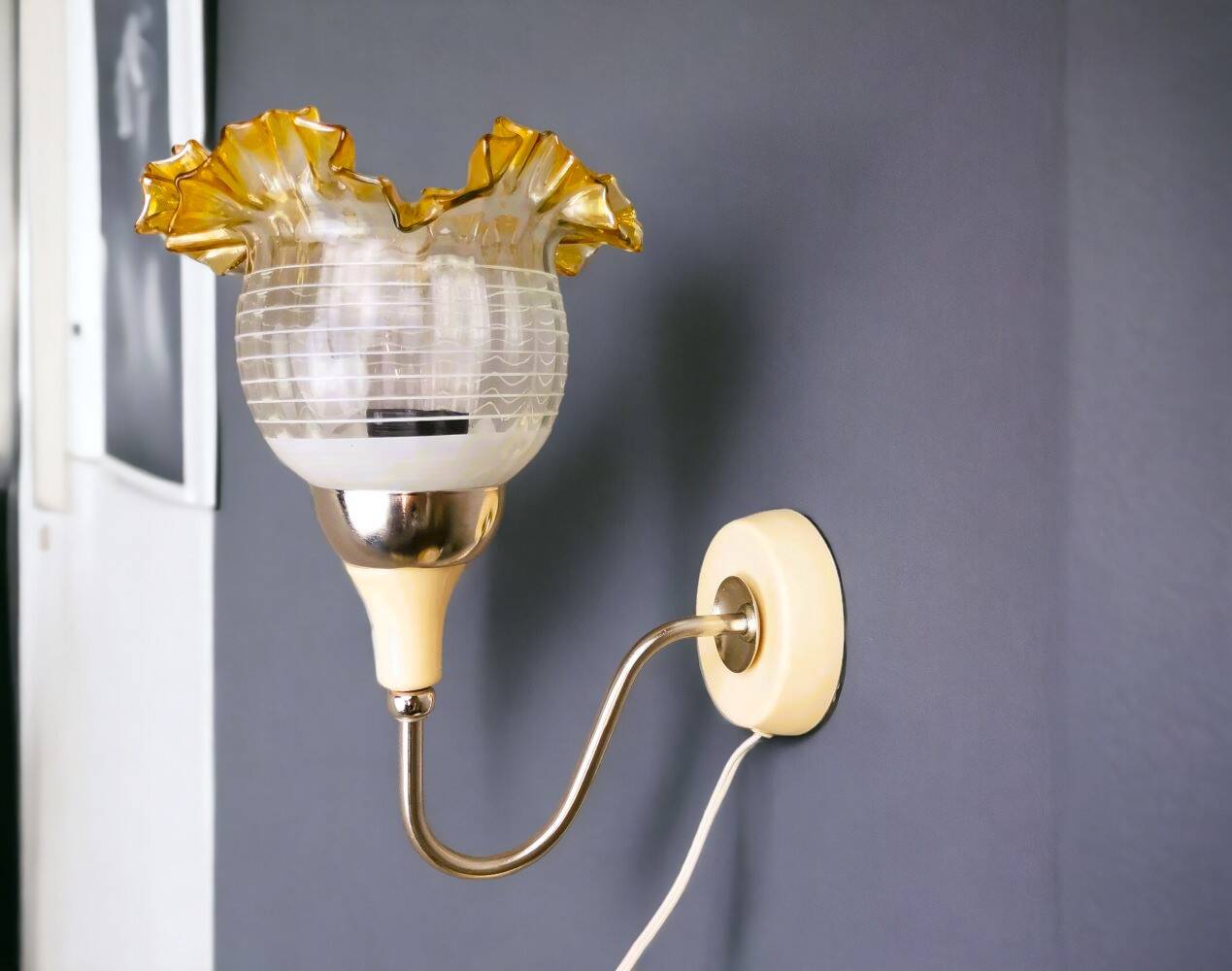 Pair of 1980s glass tulip wall lamps from USSR