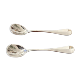 Duo de petites cuillères à  sel métal argenté .
