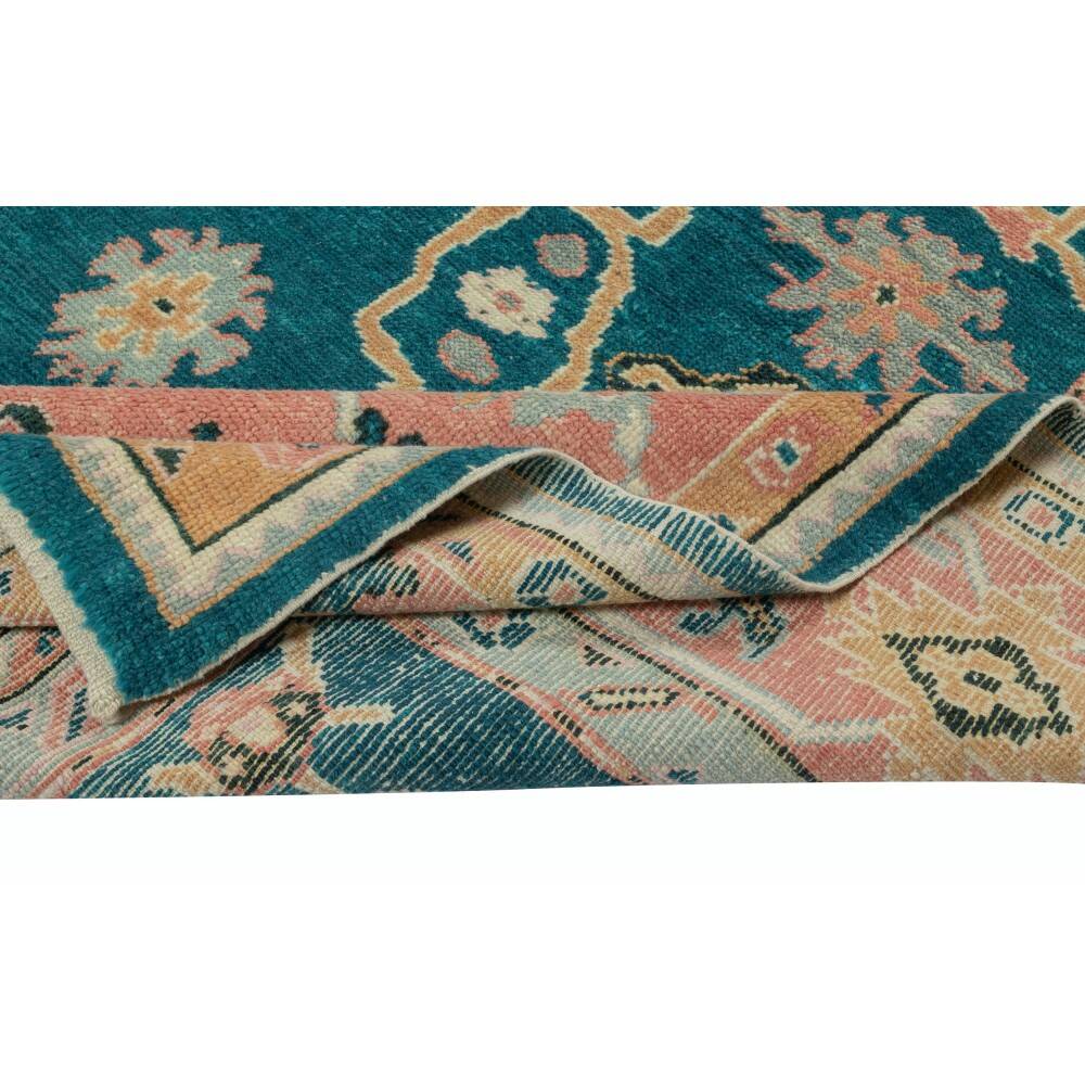 Hand Knotted Oushak Rug. Custom Size & Colors. Turkish Green Wool Area Rug. Antique 1900s Inspired Design. Made to Order