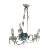 Glass and opaline chandelier