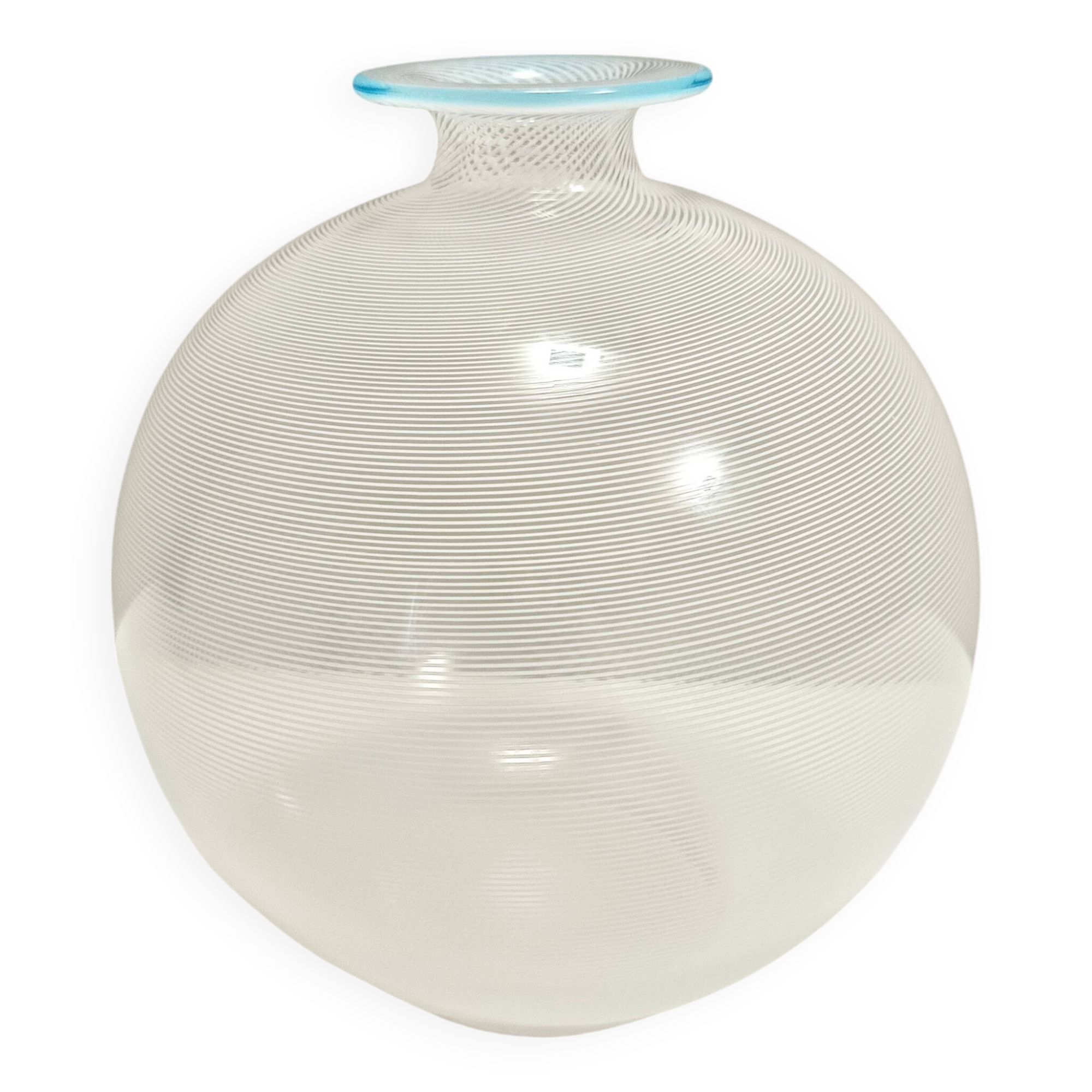 Murano Glass Vase by Ercole Barovier for Barovier & Toso with White Canes,