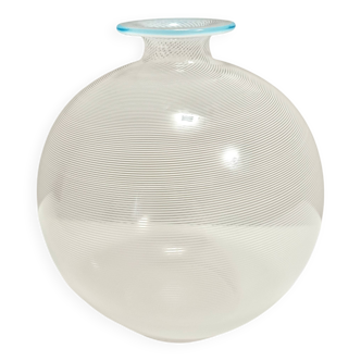 Vase en verre de Murano par Ercole Barovier pour Barovier & Toso avec cannes blanches,