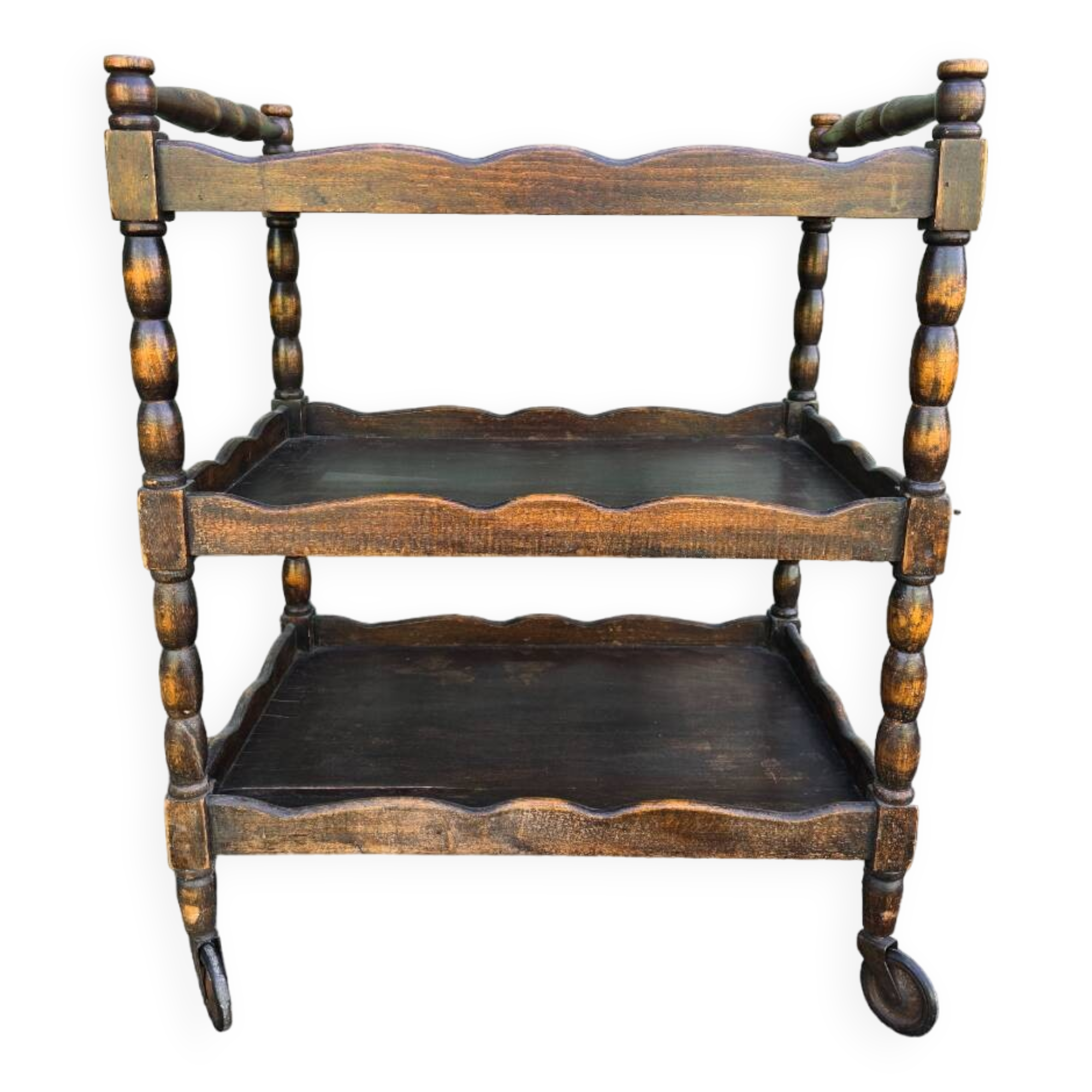 Old wooden serving trolley