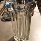 Thick molded glass vase, 50s