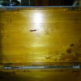 Antique chest of drawers in blue and white painted wood - shabby-chic patinated charm