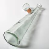 Mid-century Georgia Green Tall Decanter with Cork Original Stopper / Italy