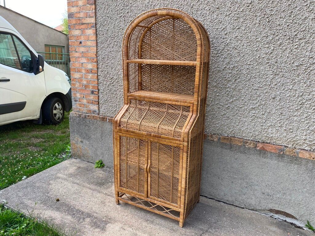 Cabinet library secretary wicker rattan year 60/70