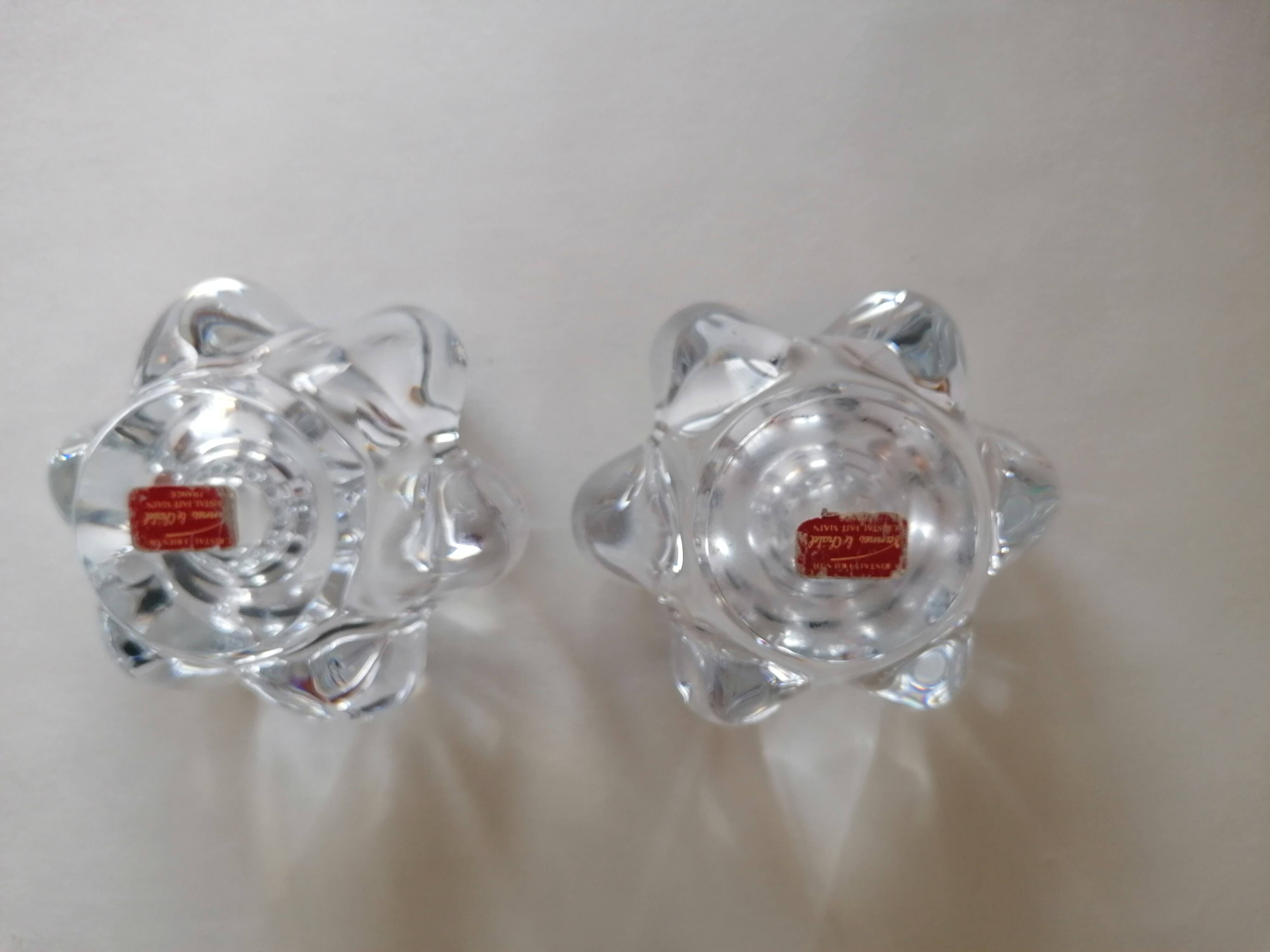 Pair of candlesticks in crystal from Vannes-le-Châtel