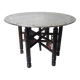 vintage folding oriental coffee table with silver metal top