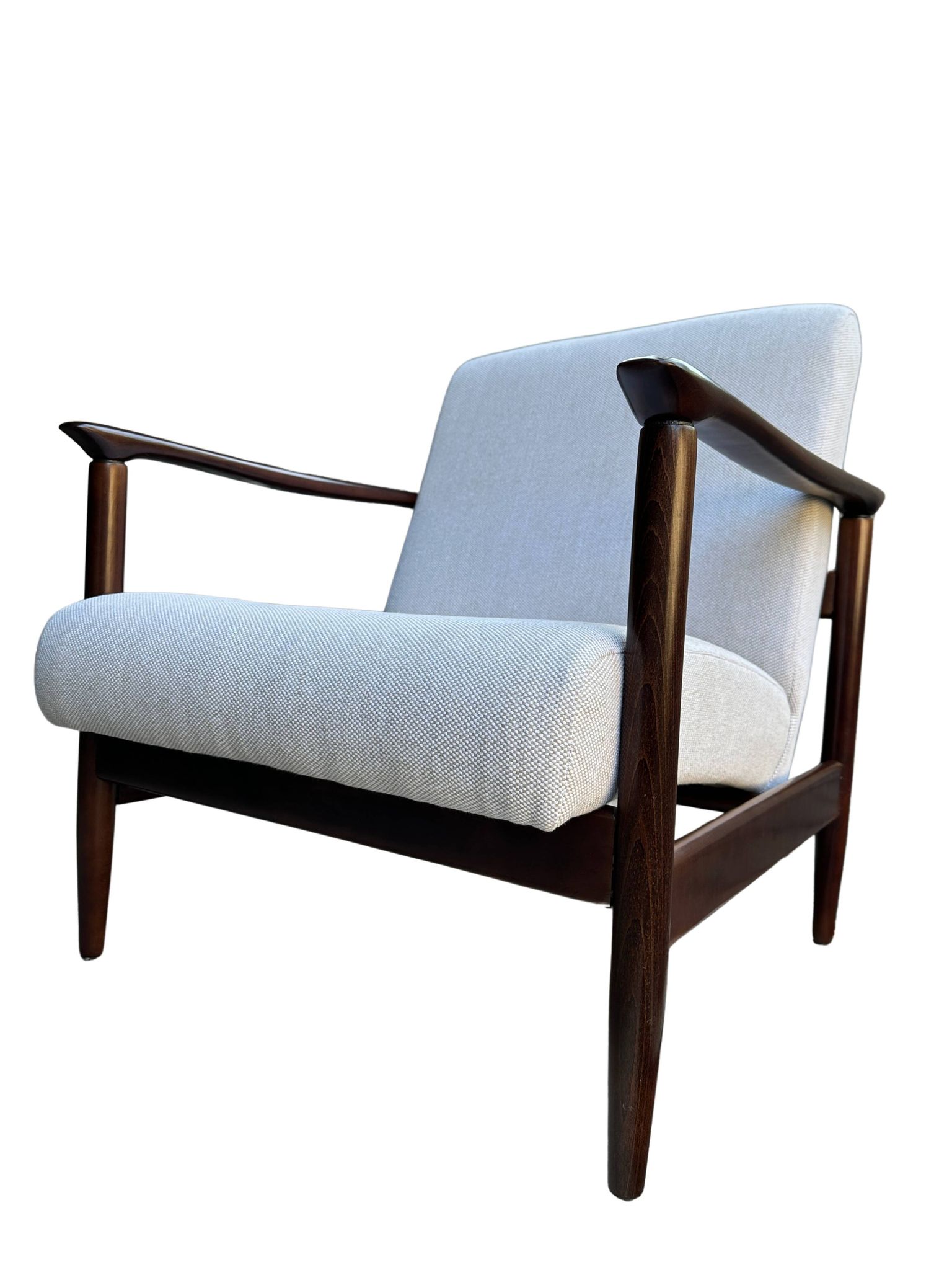 Mid Century Armchairs in Beige Linen, by Edmund Homa, 1960s, Set of Two