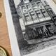 Gravure Vintage Dijon, la maison des Cariatides. 1881