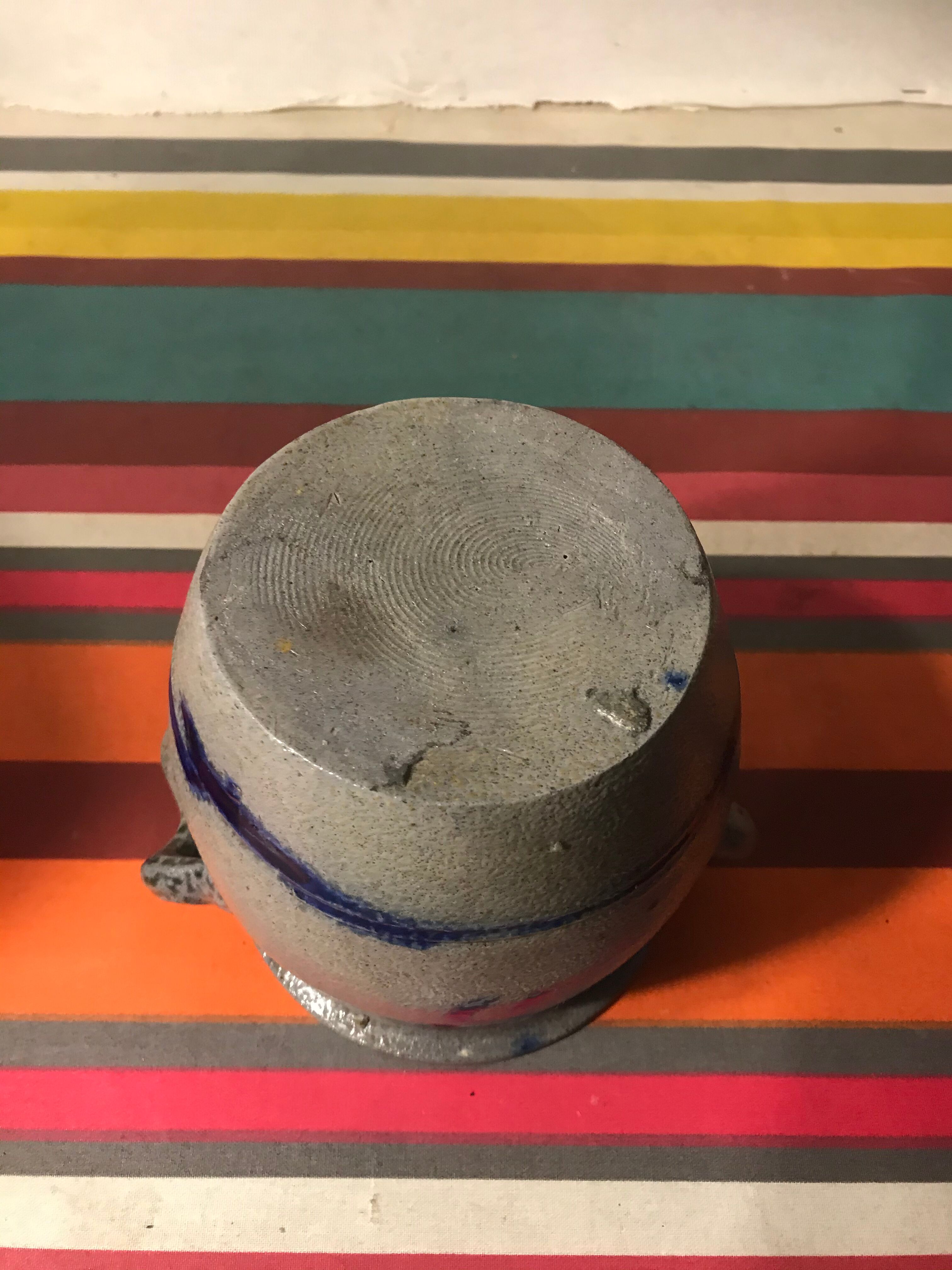 Lot 5 old blue sandstone 3 pots - carafe - vintage decoration tonneau