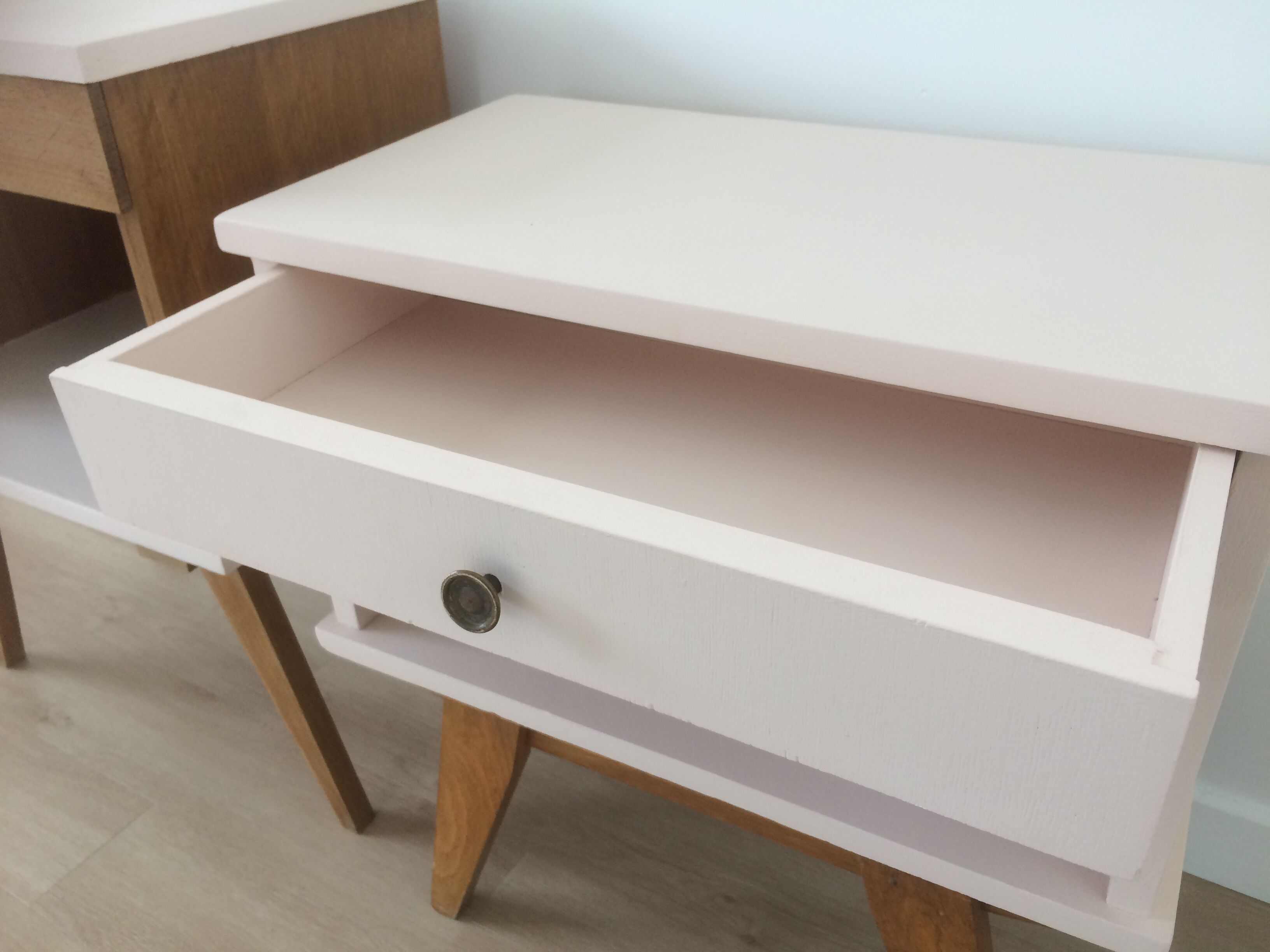 Lot of two vintage bedside tables