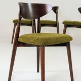 Ensemble de 6 chaises de salle à manger, revêtement vert herbe noyer foncé