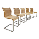5 vintage rattan dining chairs