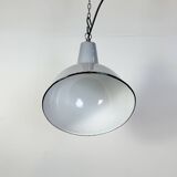 Industrial Grey Enamel Factory Pendant Lamp, 1960s