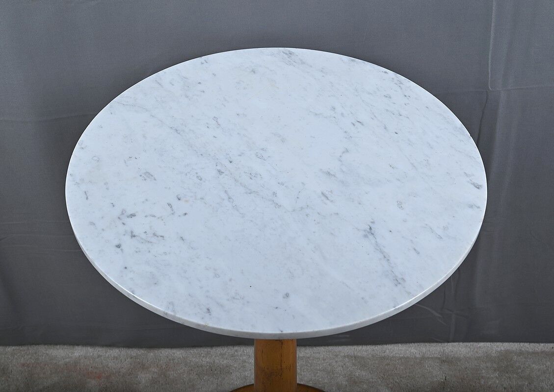 Walnut and marble gueridon, Restoration style – early 20th century